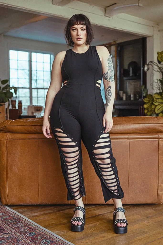 Plus Size Edgy Industrial Hardware Jumpsuit Summer Outfit