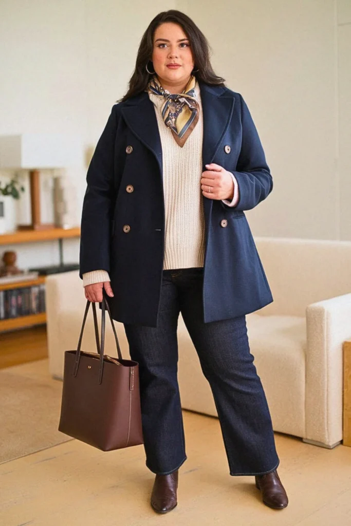 Plus Size Fall Peacoat Classic Autumn Outfit