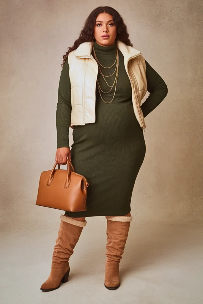 Plus Size Turtleneck Dress Fall Outfit