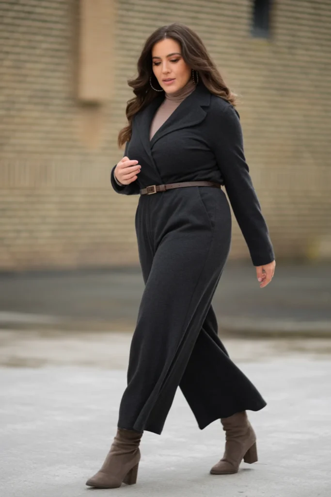 Winter Curvy Mom Jumpsuit Outfit