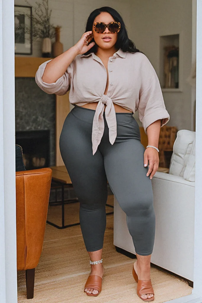Plus Size Wide-Band Yoga Legging Outfit