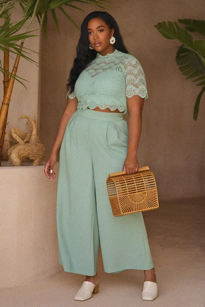 Plus Size Aesthetic Two-Piece Lace Set Summer Outfit