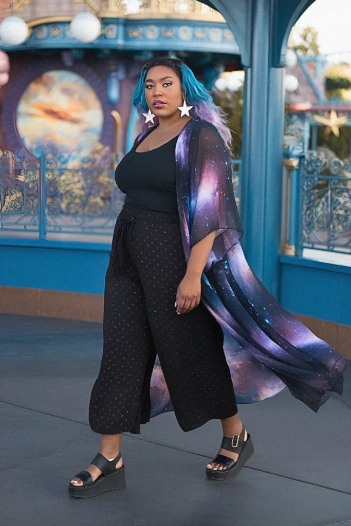 Plus Size Summer Fantasia Galaxy Print Disney Outfit