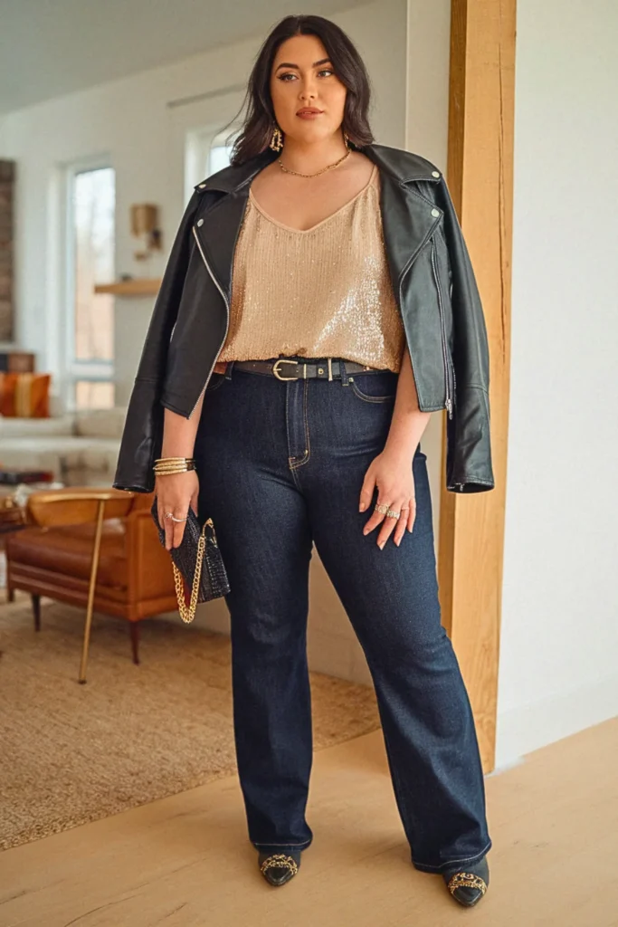 Plus Size Fall Sequin Camisole Evening Nashville Outfit