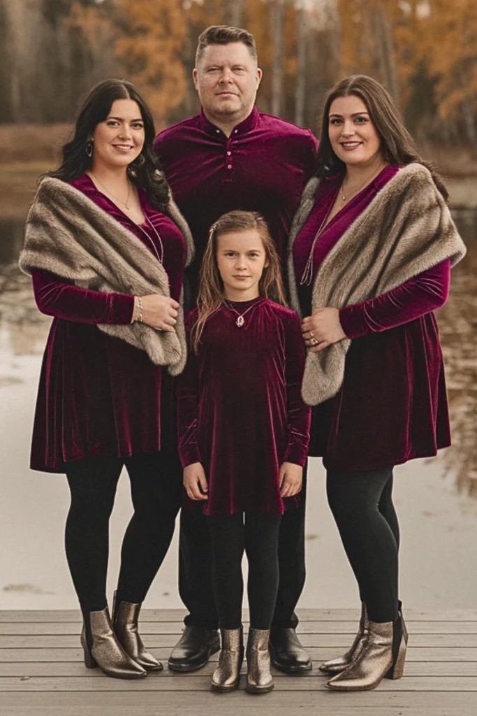 Plus Size Fall Plum Velvet Tunic Family Outfit