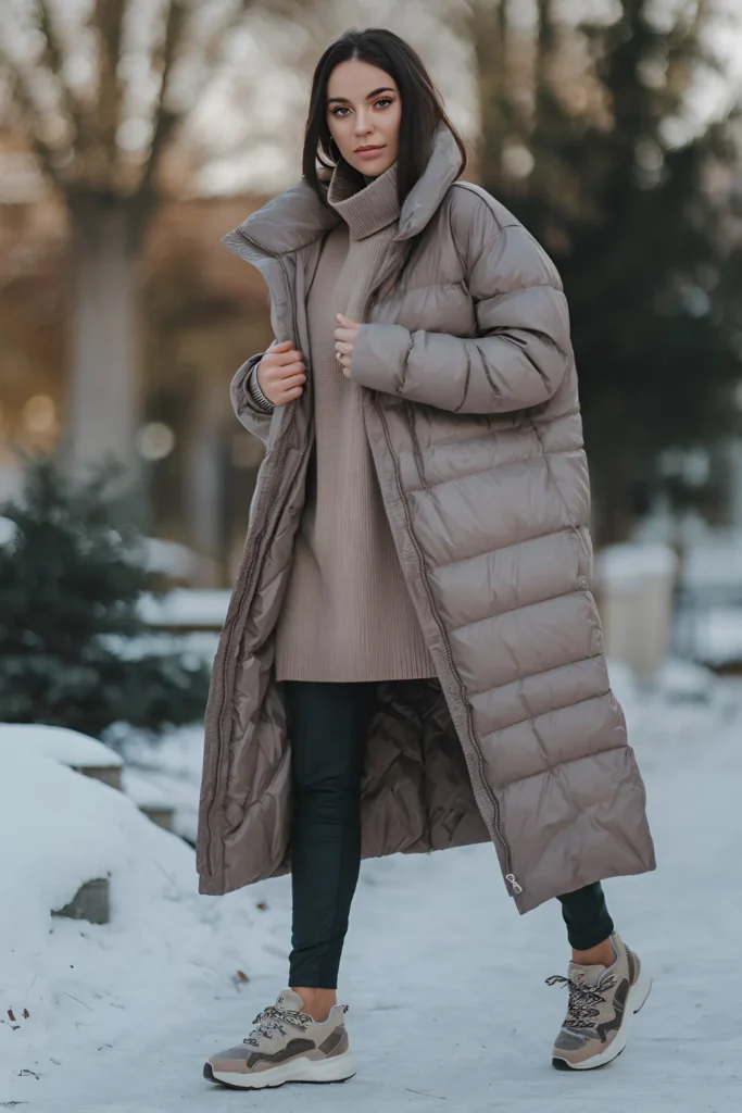 Winter oversized puffer Coat Outfit