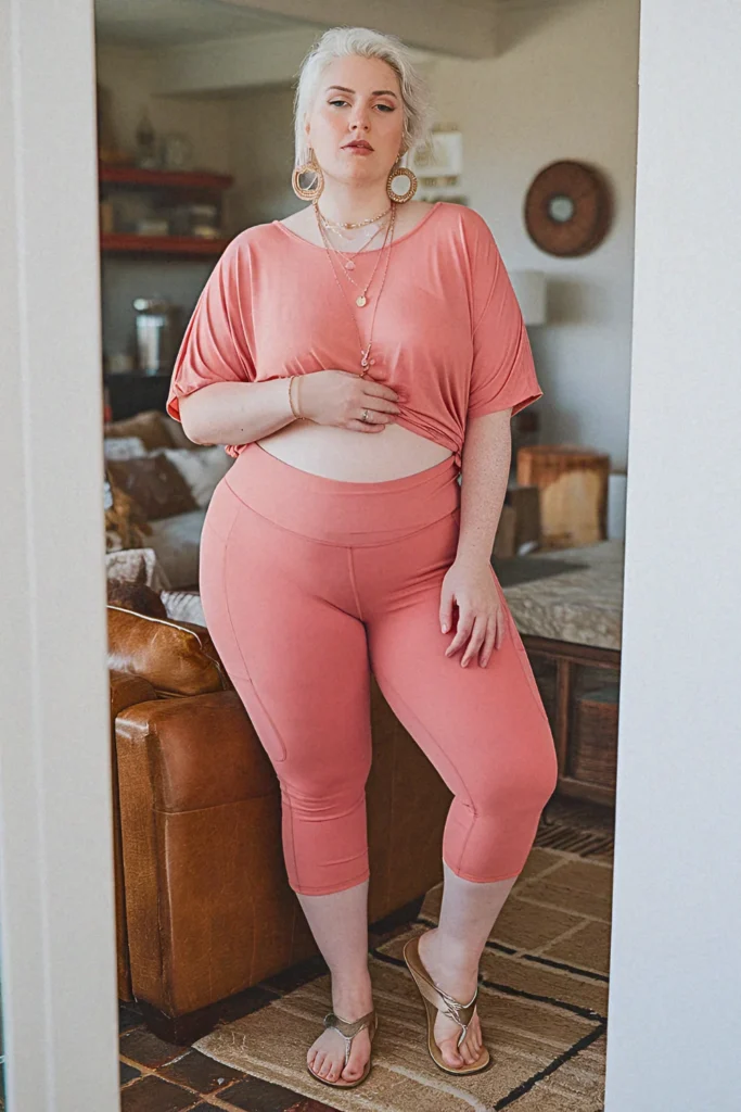 Plus Size Cooling Tech-Fabric Capri Legging Outfit