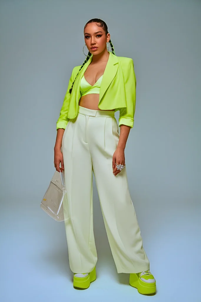 Spring Neon Cropped Blazer Baddie Birthday Outfit