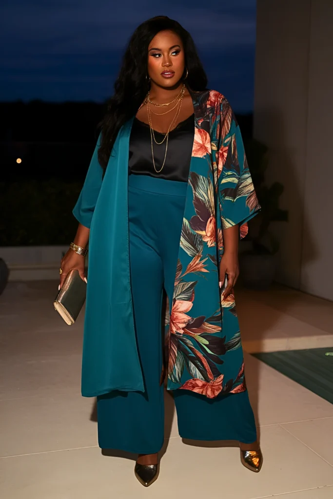 Plus Size Reversible Satin Set Summer Outfit