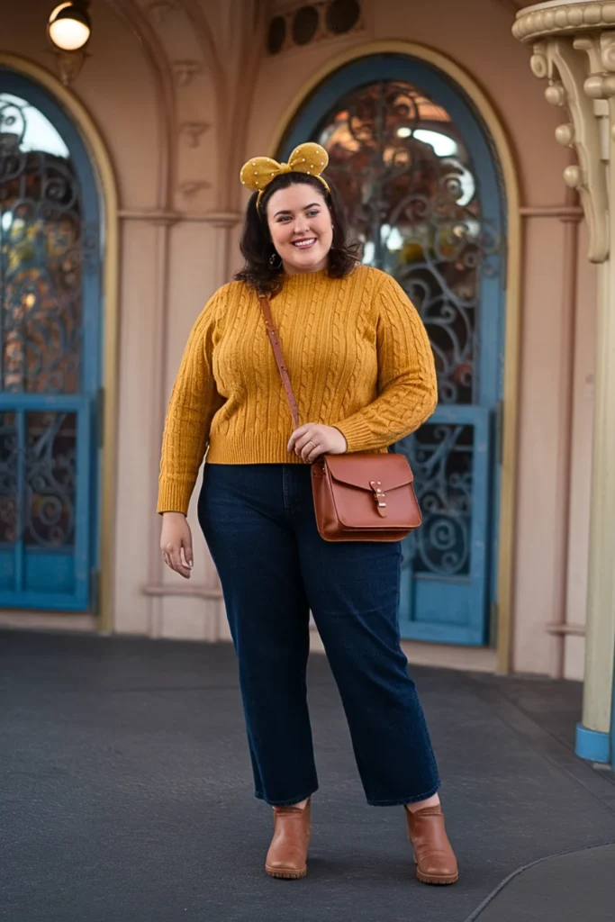 Plus Size Fall Belle Inspired Yellow Sweater Disney Outfit