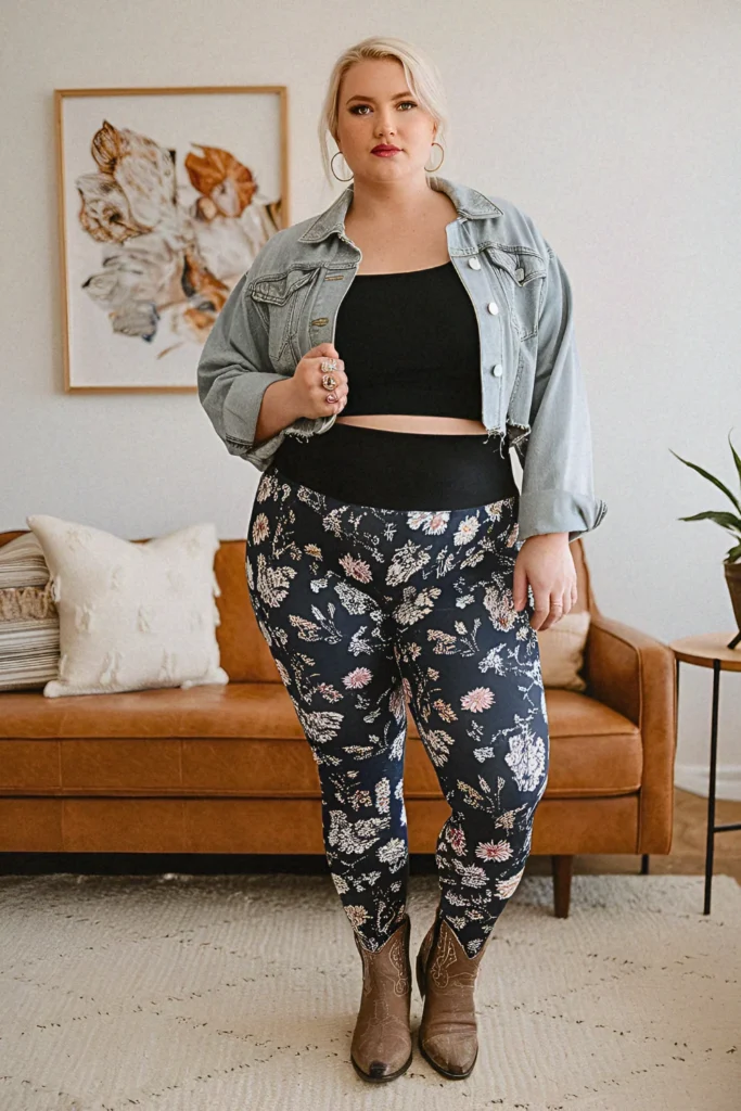 Plus Size High-Waisted Floral Legging Outfit
