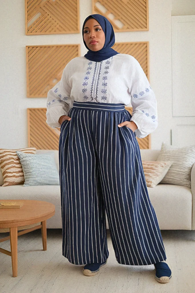 Coastal Getaway Stripe Mix Hijabi Outfit