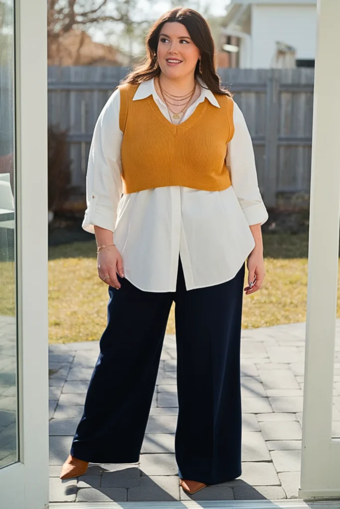 Plus Size Knit Vest Combo Summer Outfit