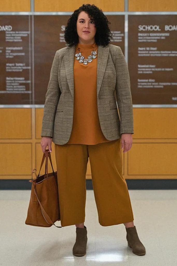 Plus Size Fall Cropped Pants with Tunic Teacher Outfit