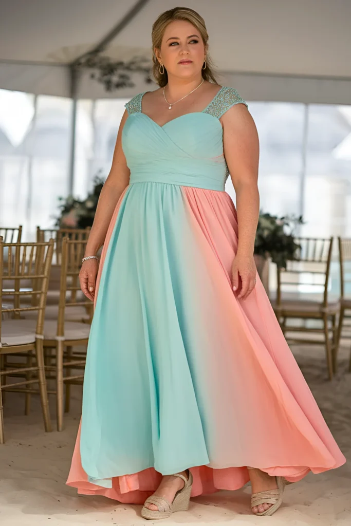 Plus Size Mother of the Bride Beach Wedding Maxi Dress