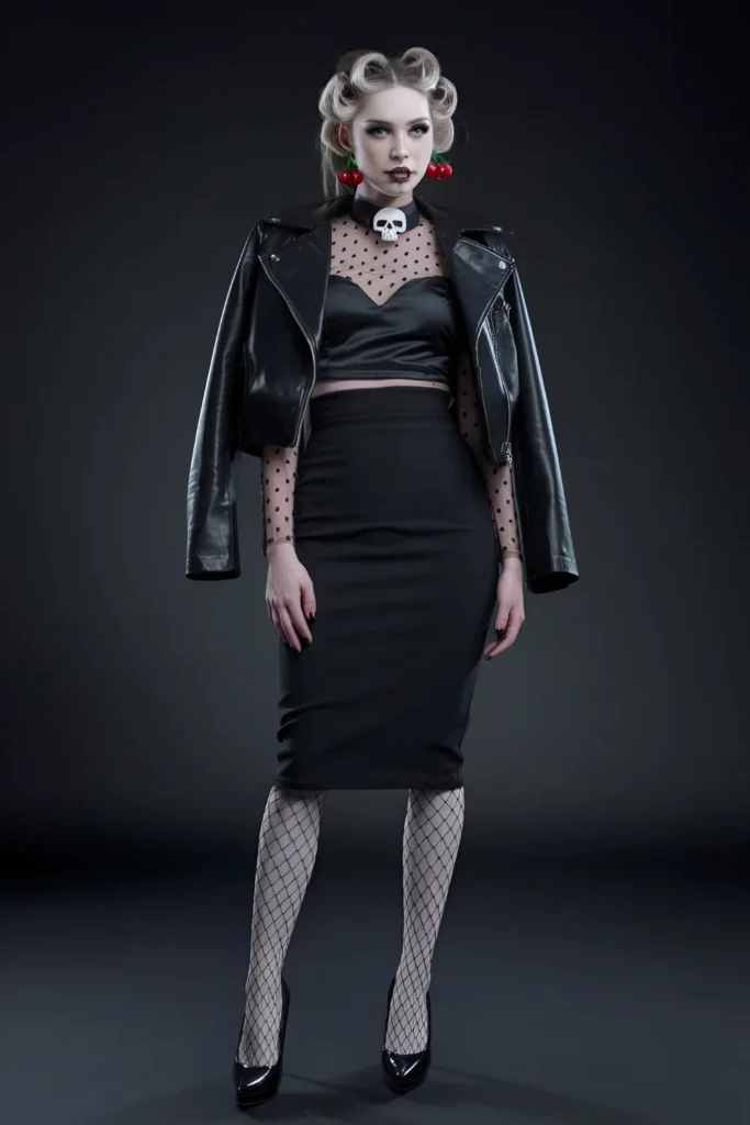 Winter Rockabilly Goth Outfit