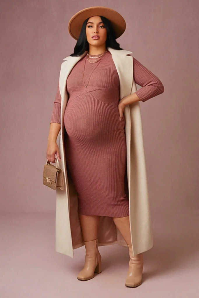 Plus Size Fall Sweater Dress Photoshoot Maternity Outfit