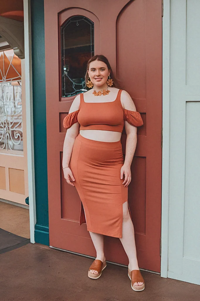 Plus Size Summer Moana-Inspired Two-Piece Skirt Set Disney Outfit