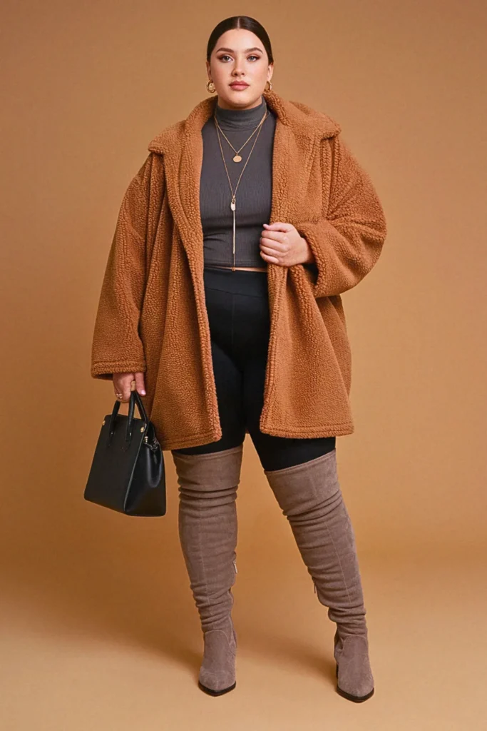 Plus Size Teddy Coat Fall Outfit