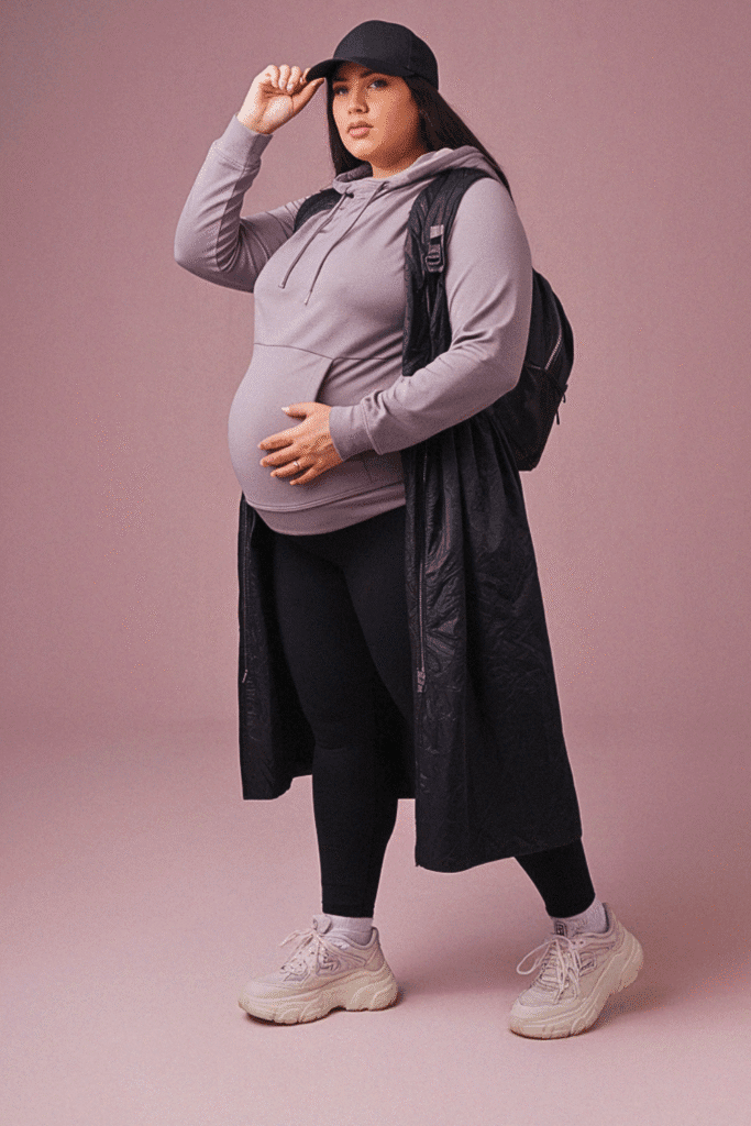 Plus Size Fall Hoodie and Leggings Maternity Outfit