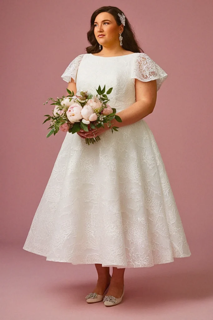 Modified Keyhole Back with Flutter Sleeves Wedding Dress