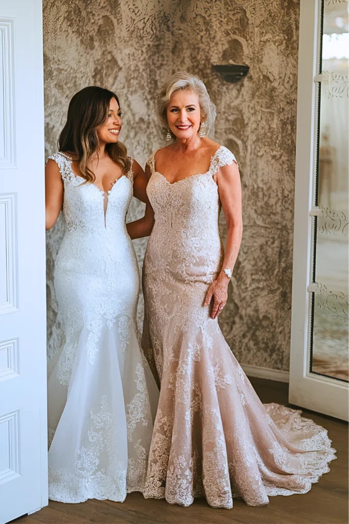 Elegant Champagne Lace Mermaid Mother of the Bride Dress