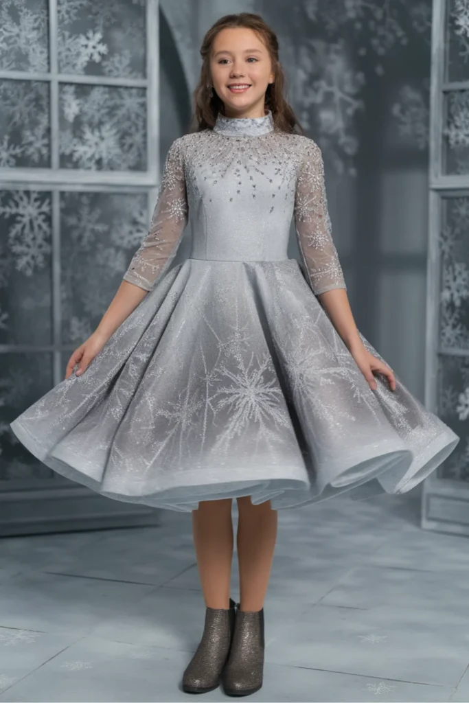 Middle School Winter Dance Winter Sky Grey Dress