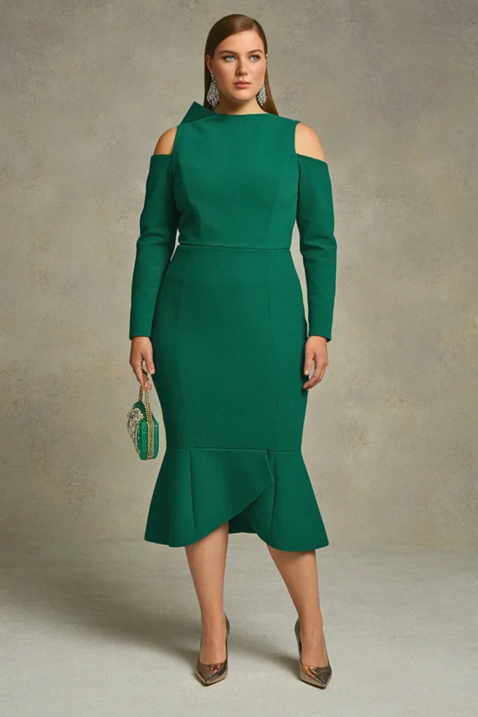 Plus Size Convertible Off-Shoulder Wedding Guest Dress