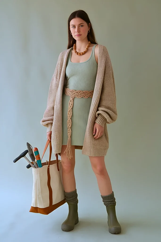 Cozy Misty Morning Greenhouse Spring Outfit