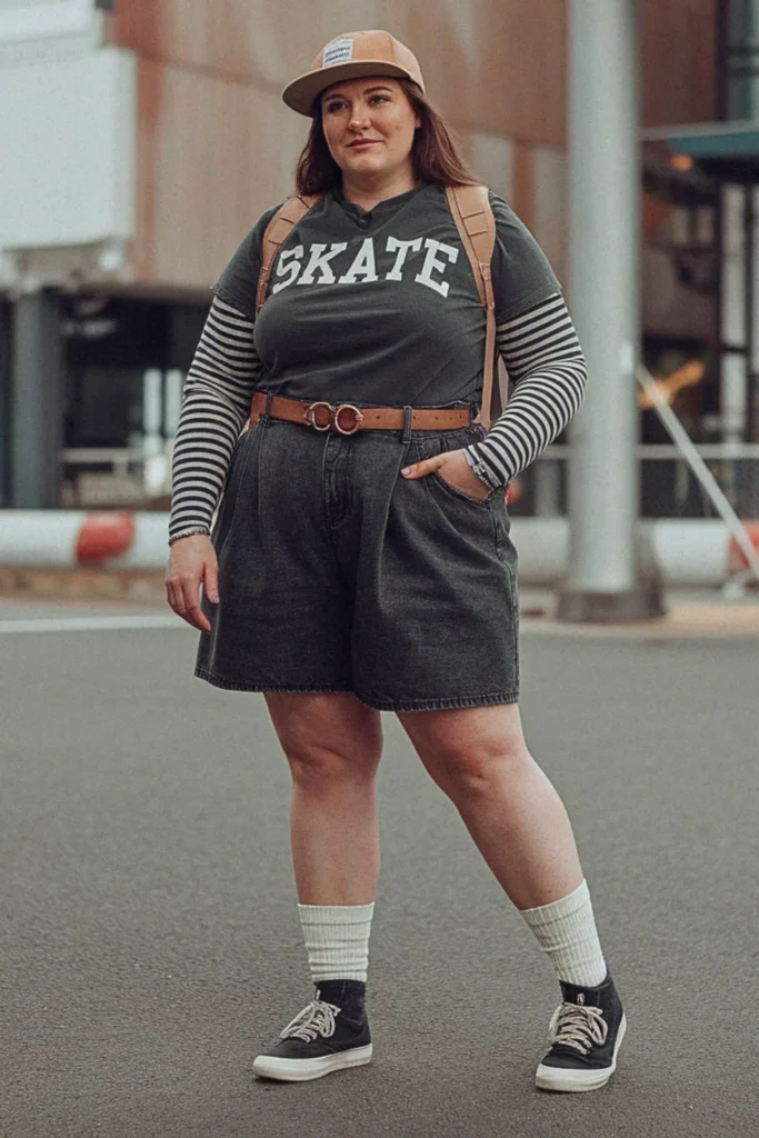 Plus Size Skatewear Inspired Streetwear Outfit