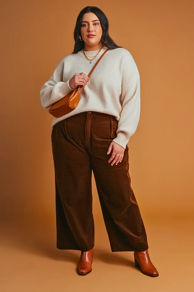 Plus Size Autumn Corduroy Pants Casual Work Outfit