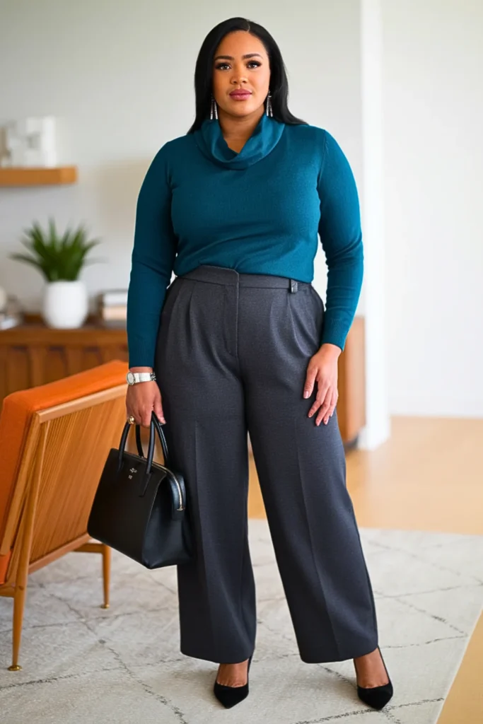 Plus Size Cute Cowl Neck Top Autumn Outfit