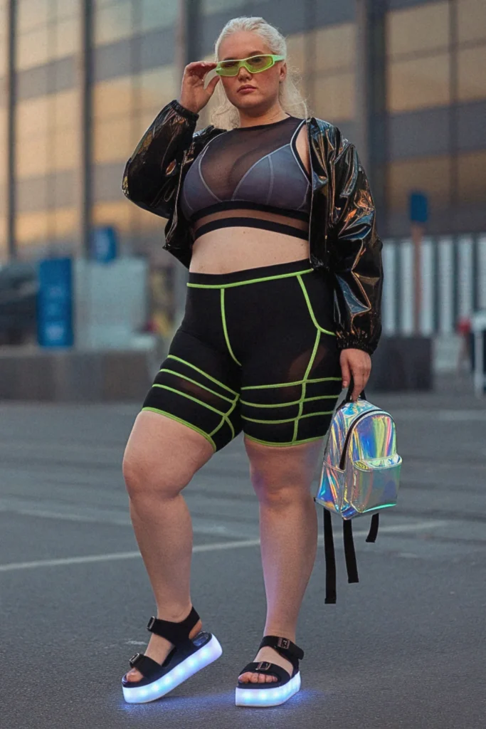 Plus Size Cyber Goth Streetwear Outfit