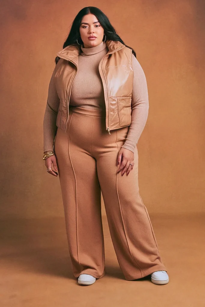 Plus Size Fall Puffer Vest Birthday Outfit