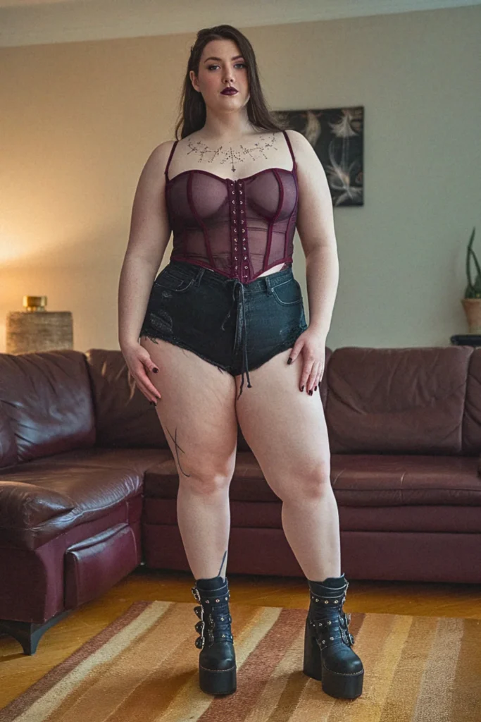 Plus Size Edgy Lace-Up Corset Summer Outfit