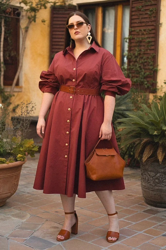 Plus Size Structured Shirt Dress Summer Outfit