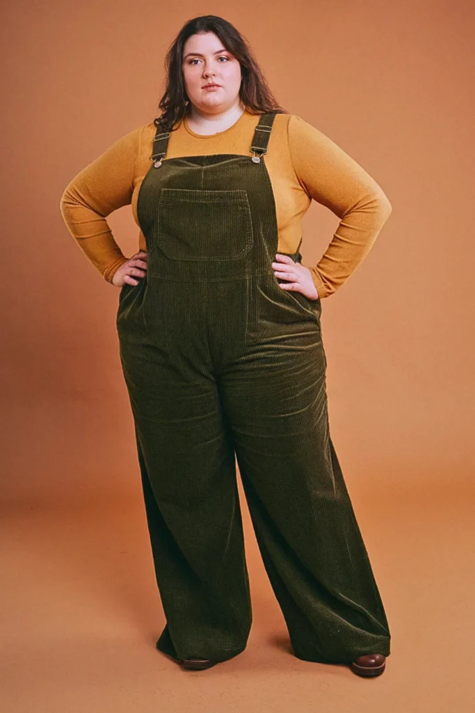 Plus Size Corduroy Overall Fall Outfit
