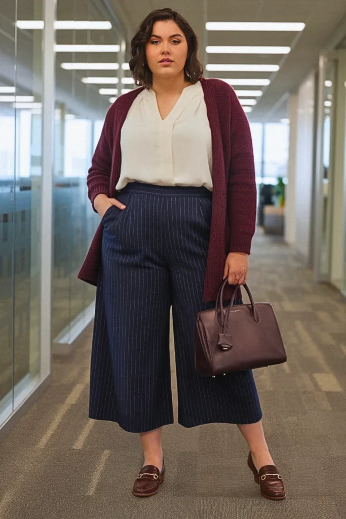 Plus Size Fall Culottes Office Job Outfit