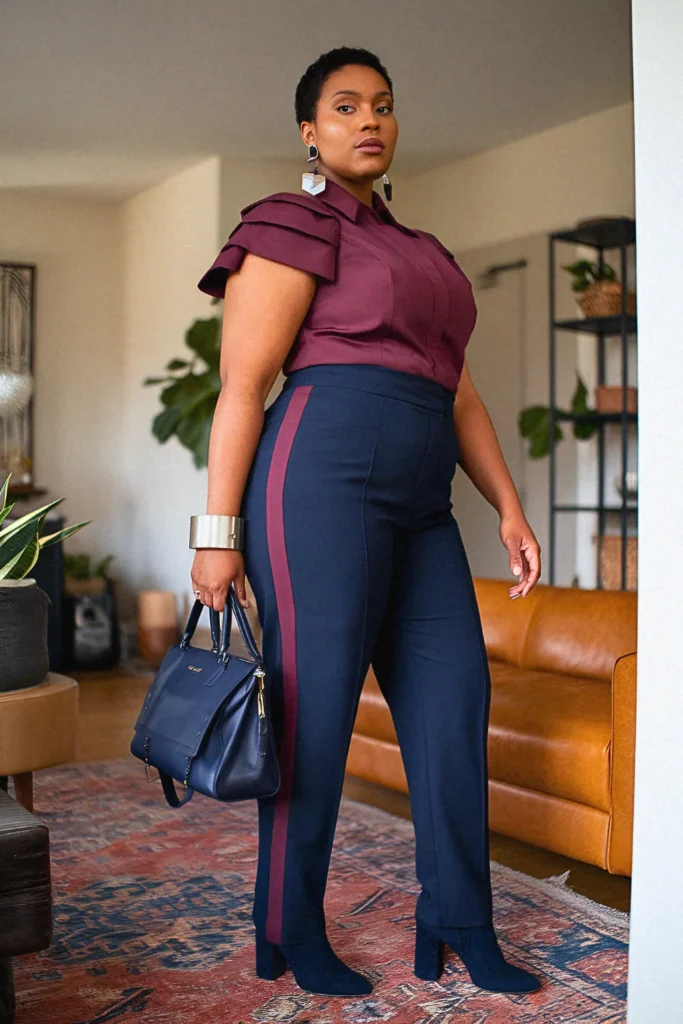 Plus Size Classy Two-Tone Tailored Summer Outfit