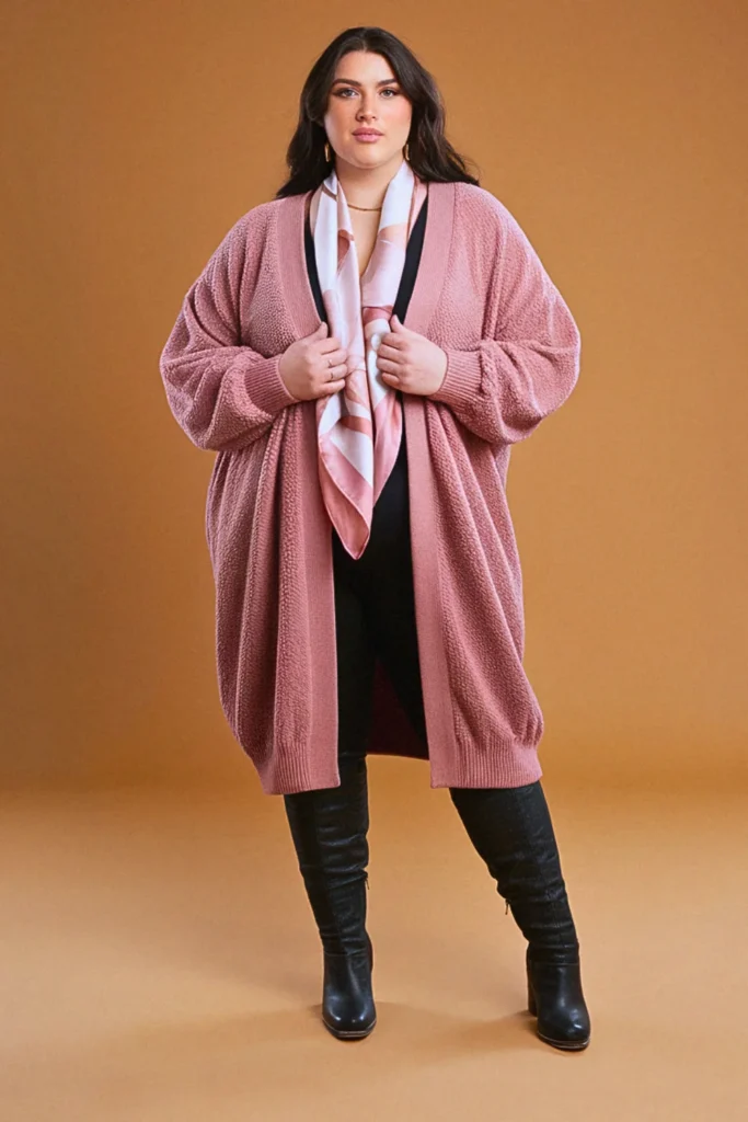 Plus Size Fall Chenille Cardigan Coat Birthday Outfit