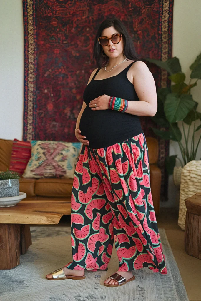 Plus Size Summer Palazzo Pants Pregnancy Outfit