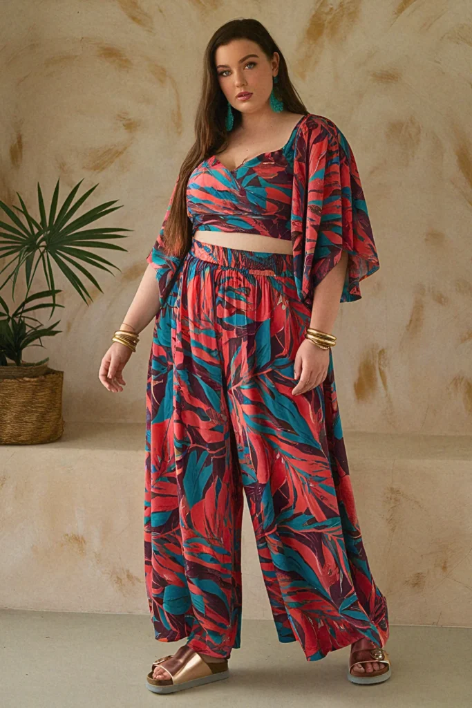 Plus Size Summer Palazzo Coordinates Vacation Outfit