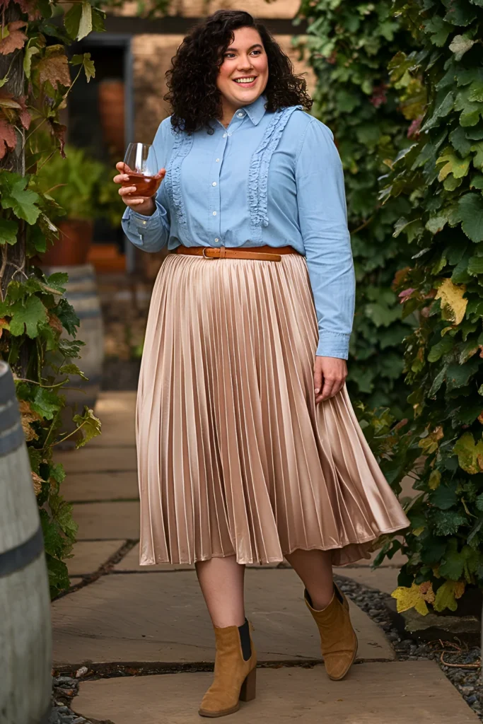 Plus Size Chambray Dreams Spring Winery Outfit