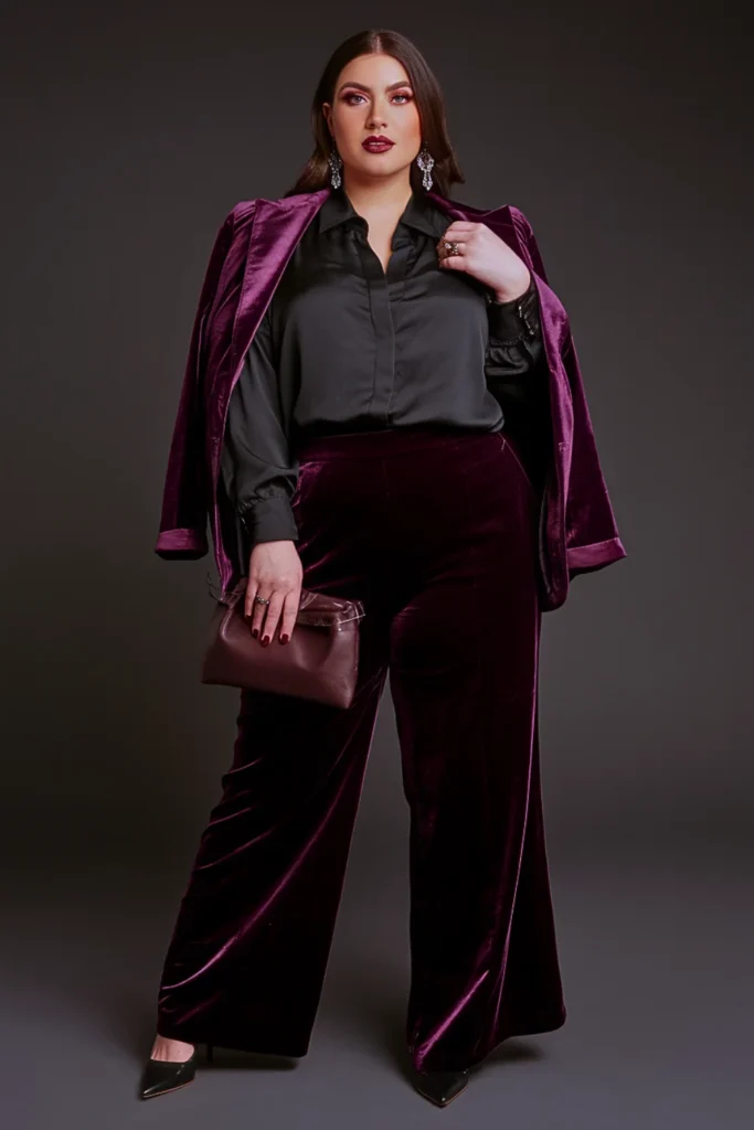 Plus Size Goth Velvet Pants Elegant Fall Outfit