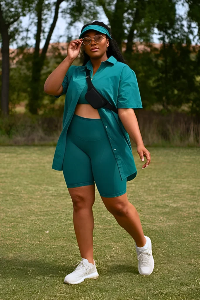 Plus Size Summer Performance Shirt Dress Athleisure Outfit