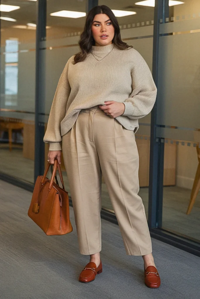 Plus Size Fall Oversized Sweater Business Casual Outfit