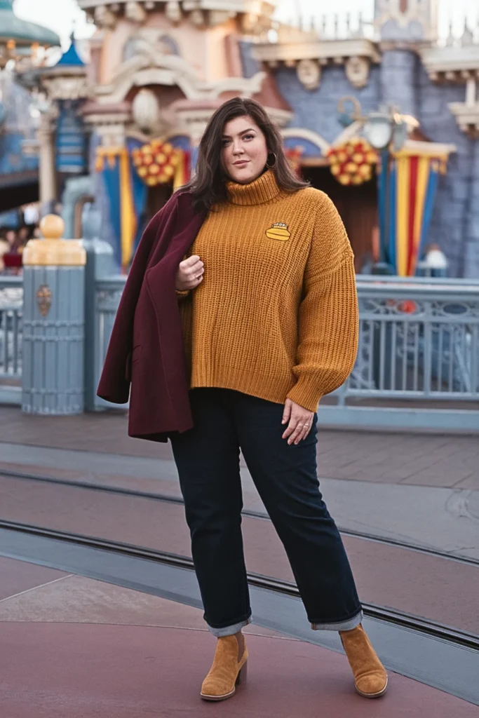 Plus Size Winter Winnie the Pooh Mustard Sweater and Jeans Disney Outfit