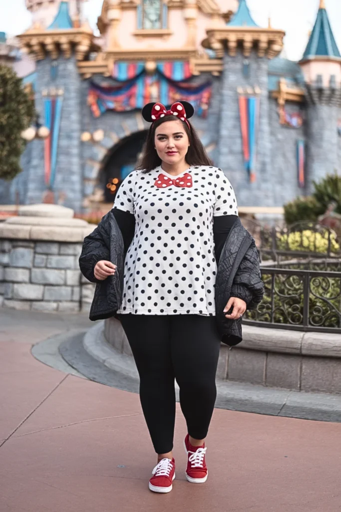 Plus Size Winter Minnie Mouse Polka Dot Tunic and Ponte Pants Disney Outfit