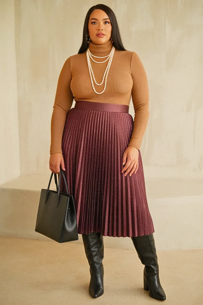 Plus Size Turtleneck and Skirt Sophisticated Fall Outfit