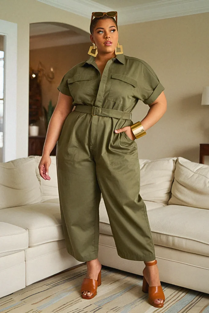 Plus Size Classy Utility-Inspired Summer Outfit